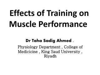 Effects of Training on Muscle Performance