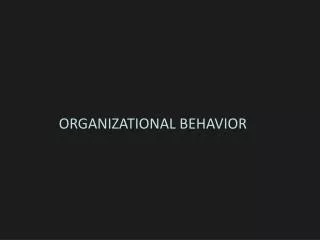 ORGANIZATIONAL BEHAVIOR