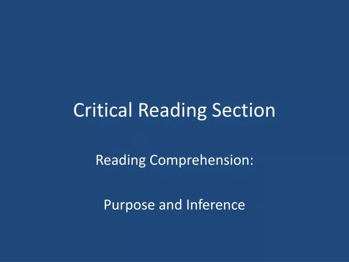 critical reading section
