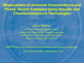 John Walker U.S. Environmental Protection Agency National Risk Management Research Laboratory