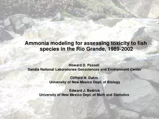 Ammonia modeling for assessing toxicity to fish species in the Rio Grande, 1989-2002