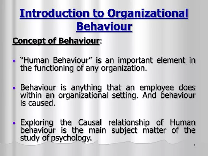 introduction to organizational behaviour