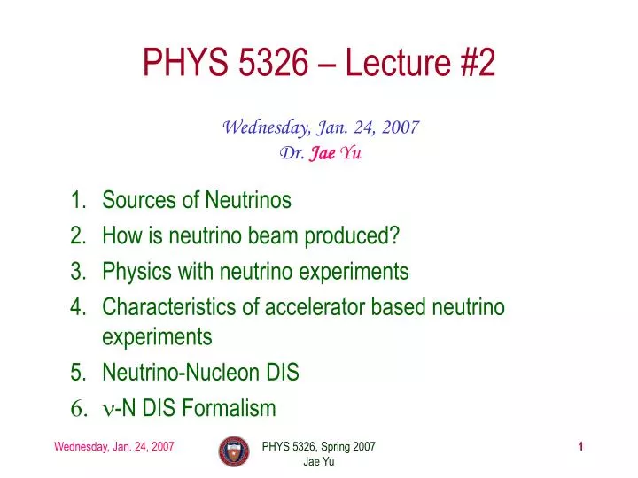 phys 5326 lecture 2