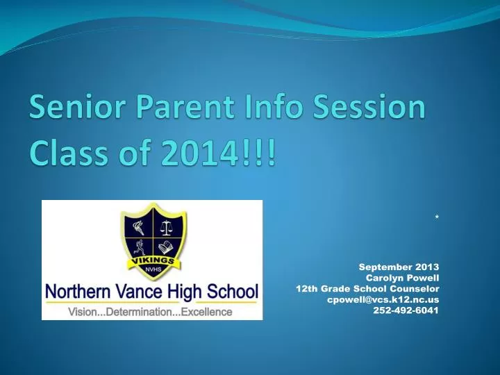 senior parent info session class of 2014