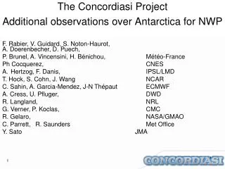 The Concordiasi Project Additional observations over Antarctica for NWP