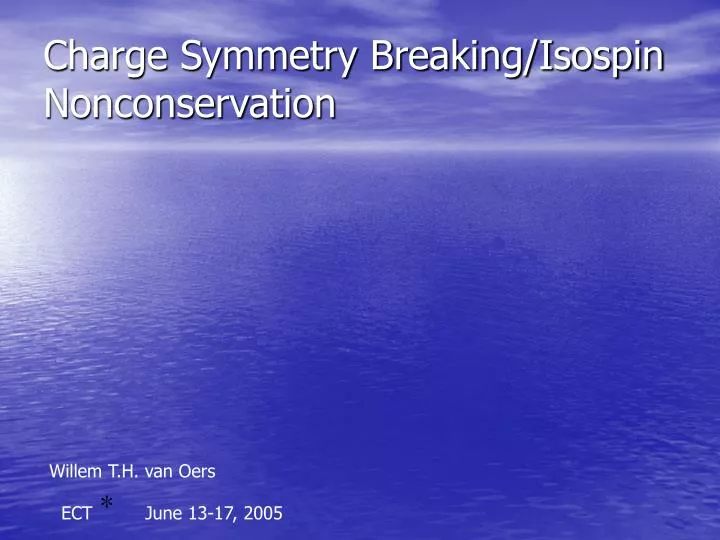 charge symmetry breaking isospin nonconservation