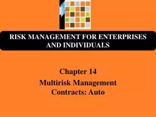 Chapter 14 Multirisk Management Contracts: Auto