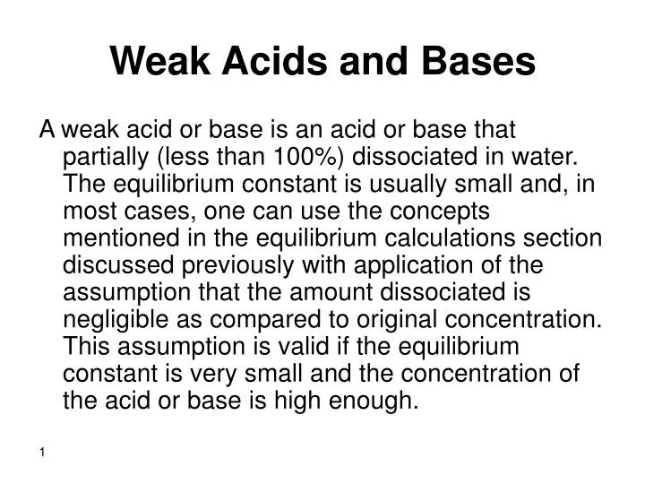 weak acids and bases