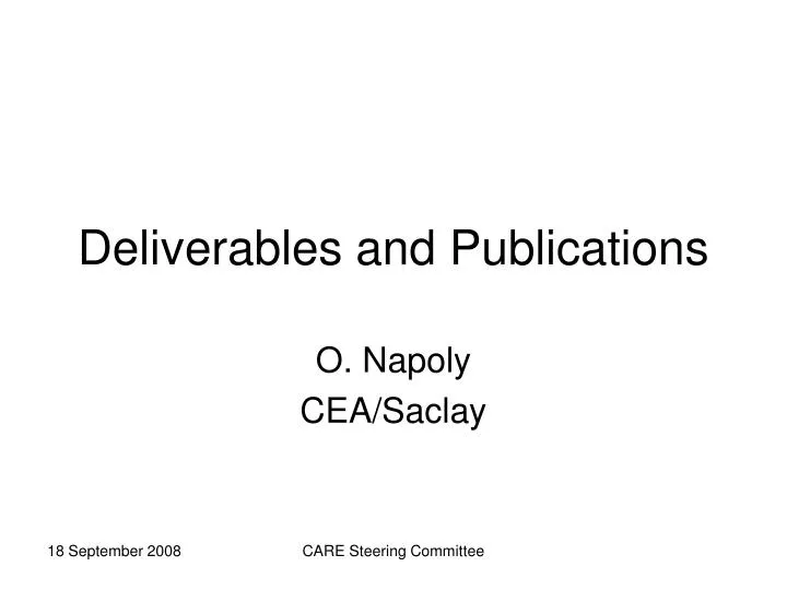 deliverables and publications