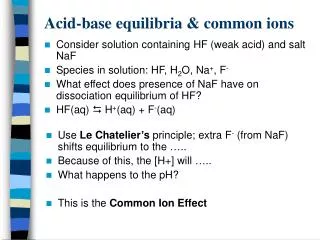 Acid-base equilibria &amp; common ions