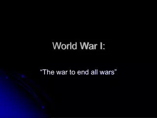 World War I: