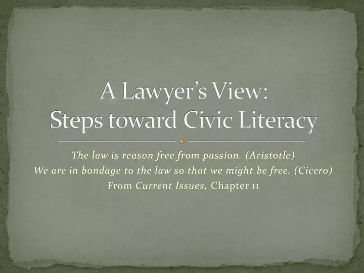 a lawyer s view steps toward civic literacy