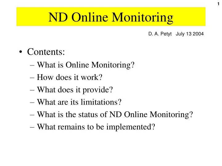 nd online monitoring