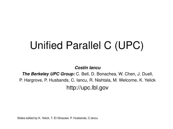 unified parallel c upc
