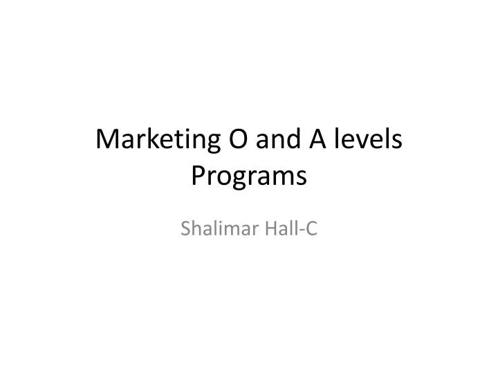 marketing o and a levels programs