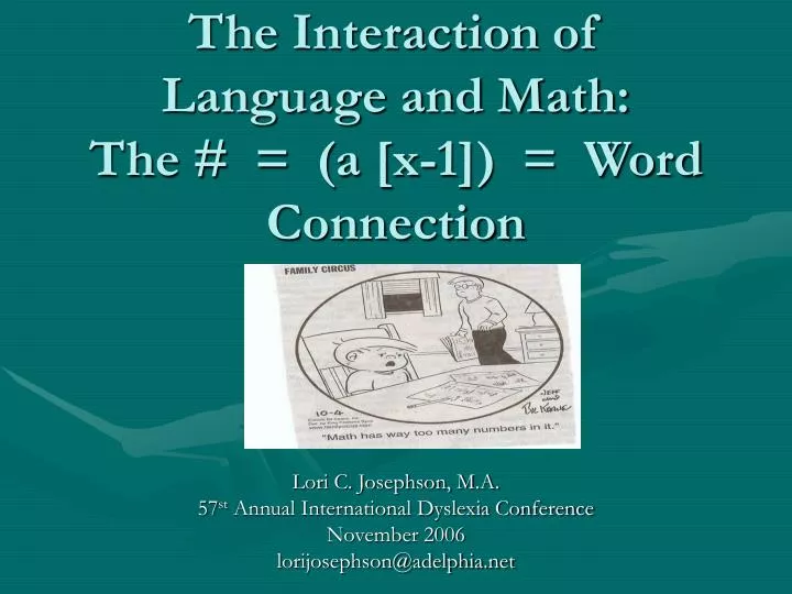 the interaction of language and math the a x 1 word connection