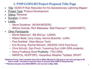 1. FY09 GOES-R3 Project Proposal Title Page