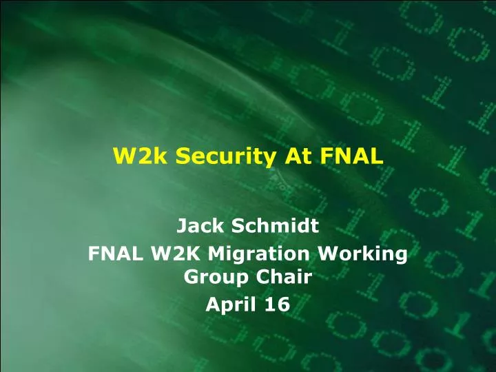 w2k security at fnal