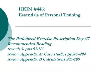 HKIN #446: Essentials of Personal Training