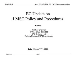 EC Update on LMSC Policy and Procedures