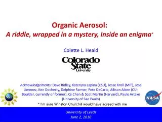 Organic Aerosol: A riddle, wrapped in a mystery, inside an enigma *