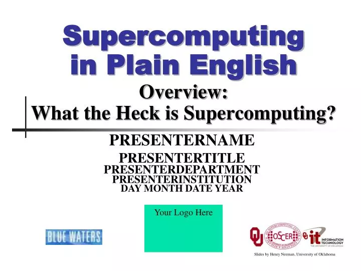 supercomputing in plain english overview what the heck is supercomputing