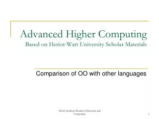 Advanced Higher Computing Based on Heriot-Watt University Scholar Materials