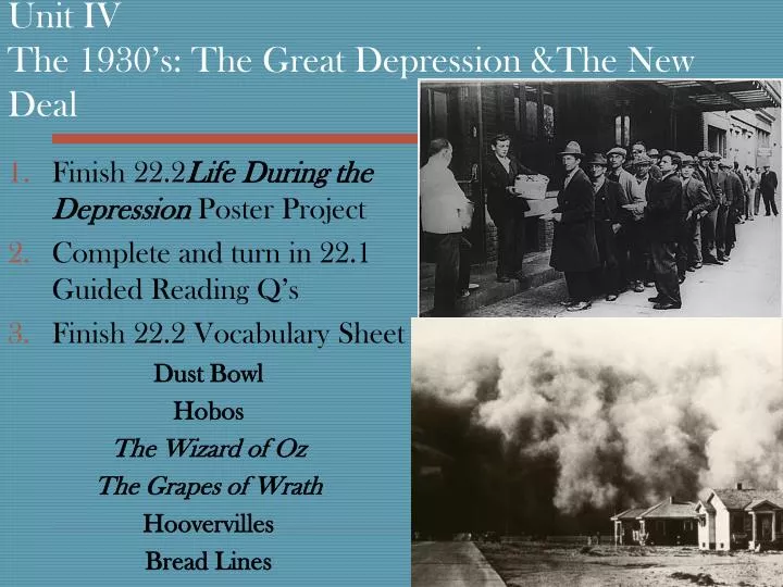 unit iv the 1930 s the great depression the new deal