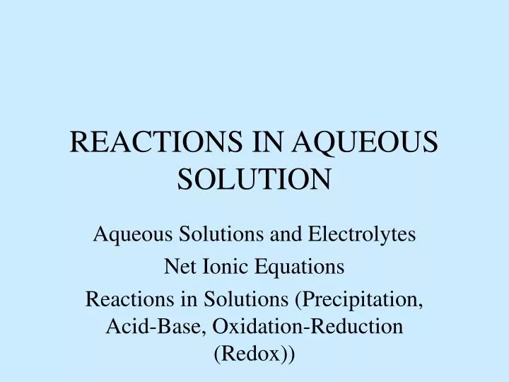 reactions in aqueous solution