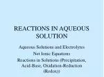 REACTIONS IN AQUEOUS SOLUTION - slide 1
