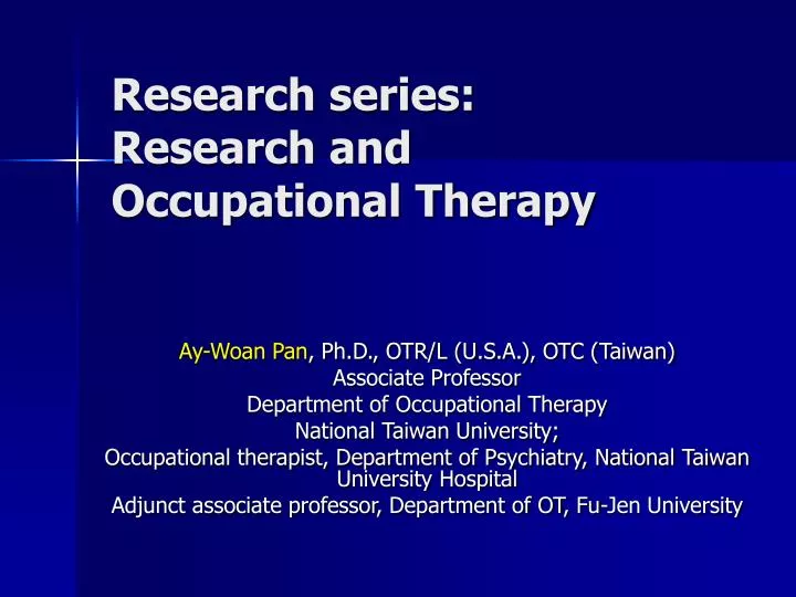 research series research and occupational therapy