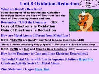 Unit 8 Oxidation-Reduction