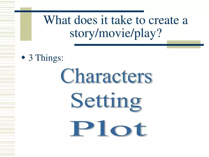 what does it take to create a story movie play