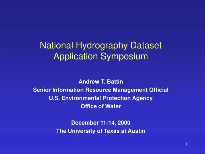 national hydrography dataset application symposium