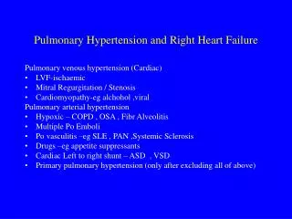 Pulmonary Hypertension and Right Heart Failure