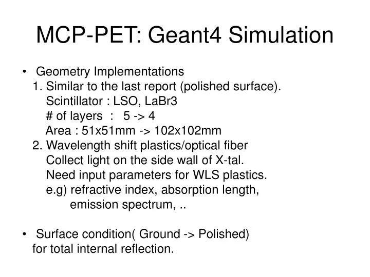 mcp pet geant4 simulation