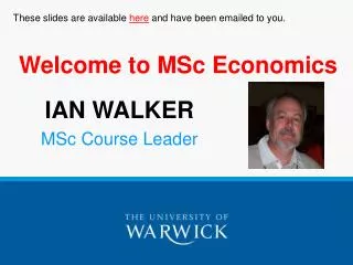 Welcome to MSc Economics