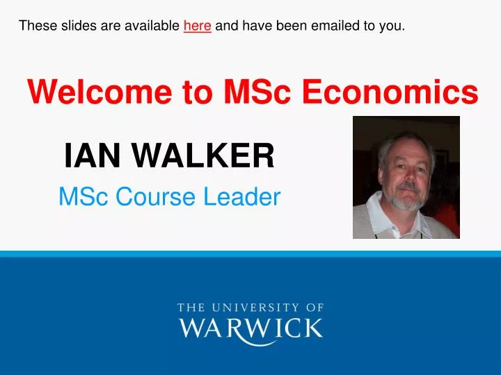 welcome to msc economics
