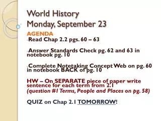 World History Monday, September 23