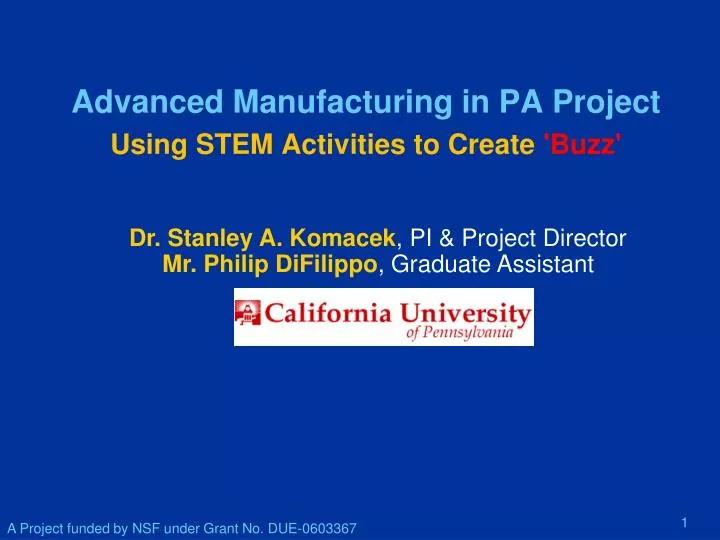 advanced manufacturing in pa project using stem activities to create buzz