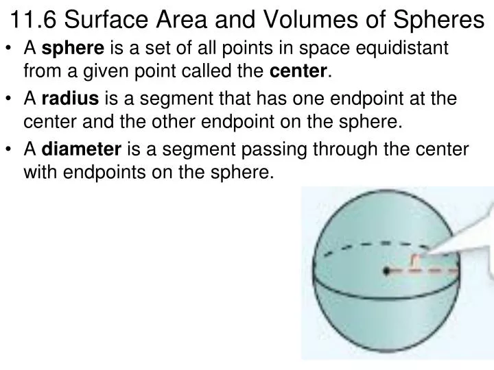 11 6 surface area and volumes of spheres