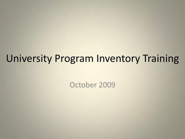university program inventory training