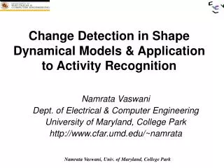 Change Detection in Shape Dynamical Models &amp; Application to Activity Recognition