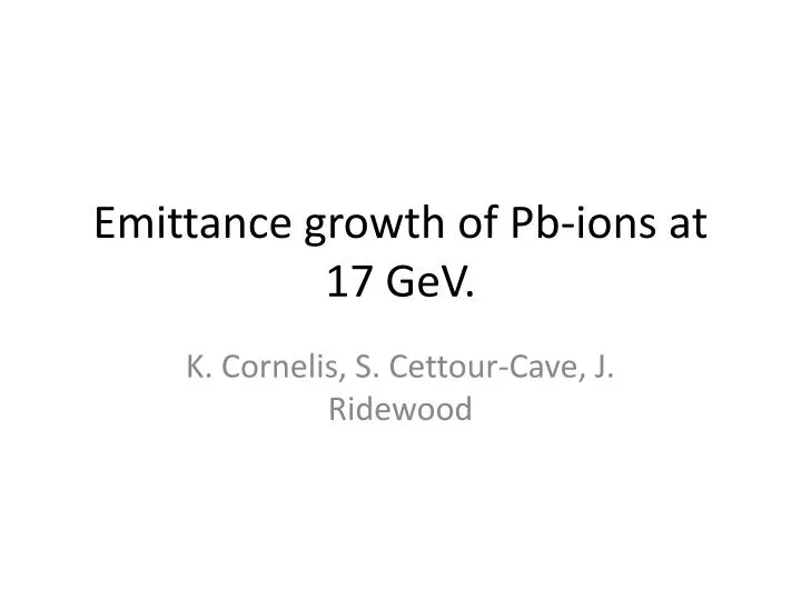 emittance growth of pb ions at 17 gev