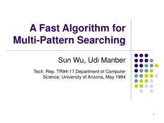A Fast Algorithm for Multi-Pattern Searching