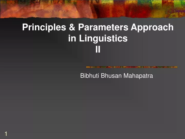 principles parameters approach in linguistics ii