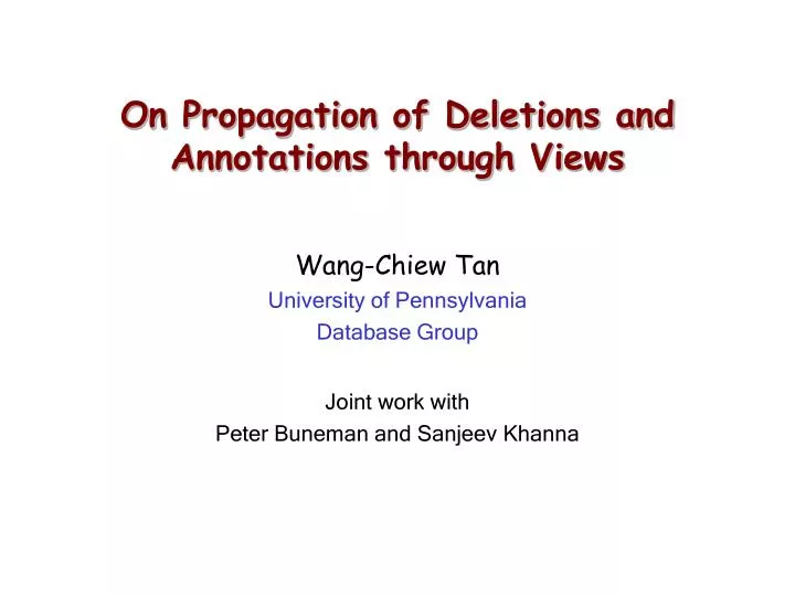 on propagation of deletions and annotations through views