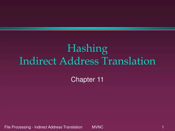 hashing indirect address translation