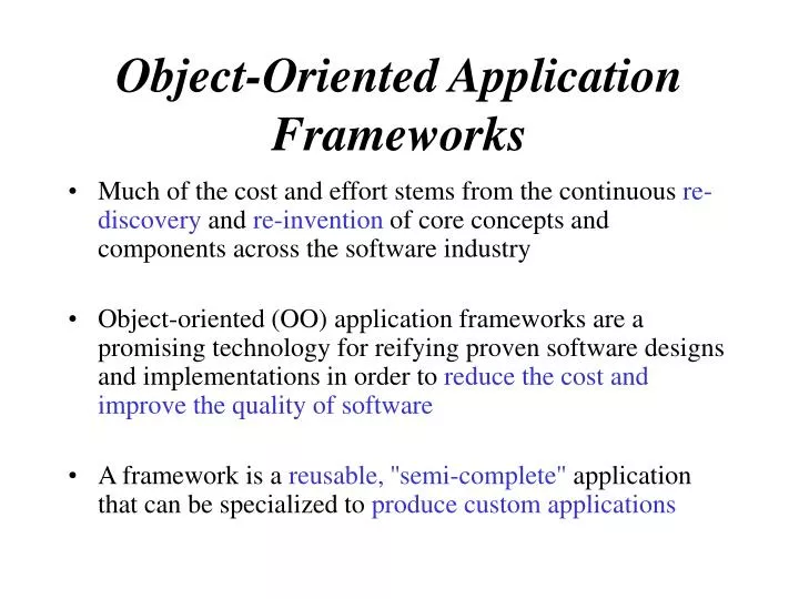 object oriented application frameworks