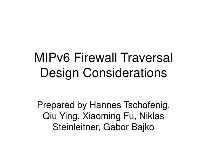 mipv6 firewall traversal design considerations